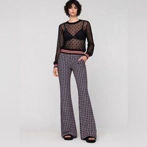 Sandro Paris Semi-Sheer Black Polka Dot Top